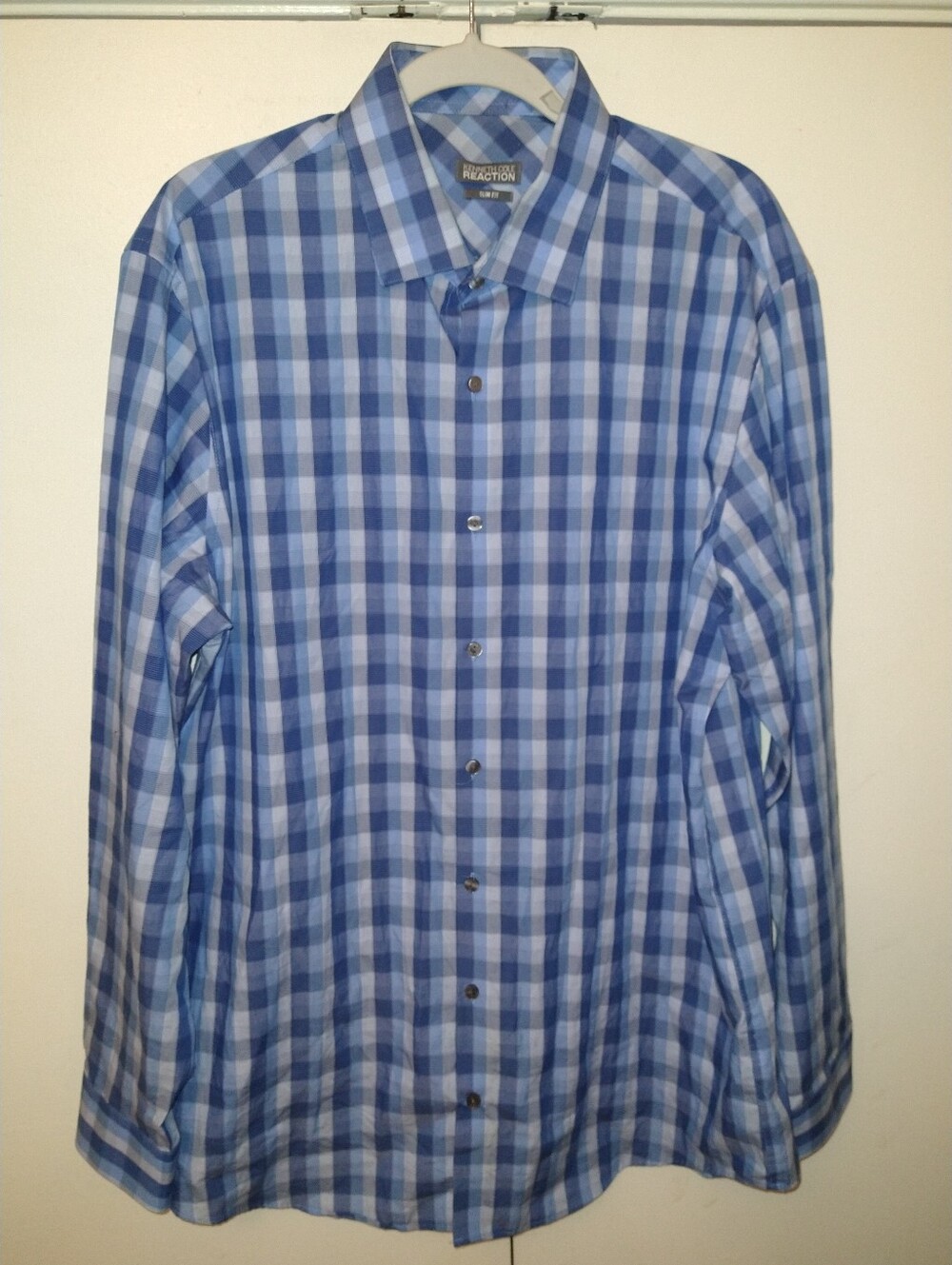 Kenneth Cole Reaction Slim Fit Plaid Long Sleeve Shirt Men's sz 16.5-34/35